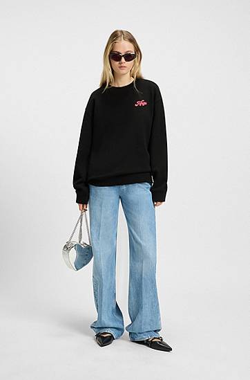 Sveter BOSS HUGO Graphic Artwork Cotton-Terry Sweatshirt Čierna | 50540925, 1