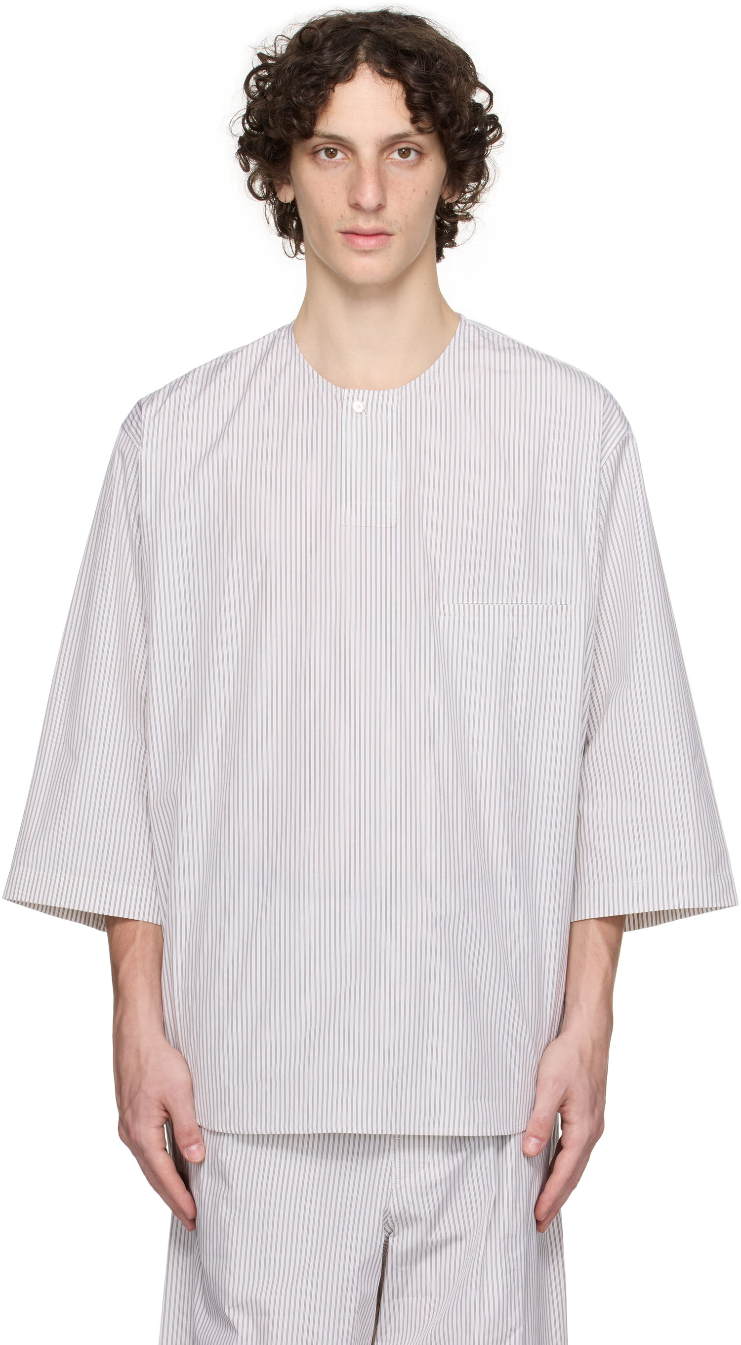Tričko LEMAIRE Lemaire Short Sleeve Henley Biela | TO1326 LF1409, 0