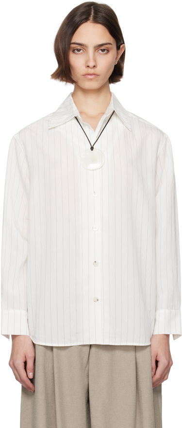Košeľa Nanushka Nanushka Fryda Pinstriped Button-Down Shirt Biela | NW25SSTP26400, 0