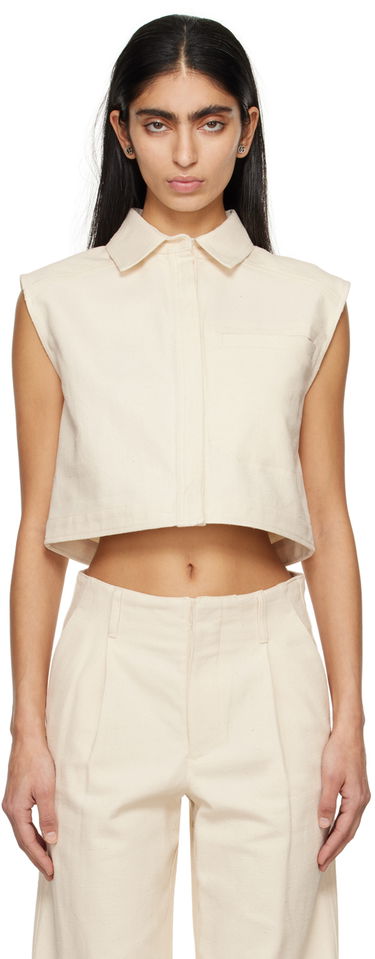 Košeľa Loulou de Saison Loulou de Saison Adora Cropped Sleeveless Shirt Biela | ADORA, 0