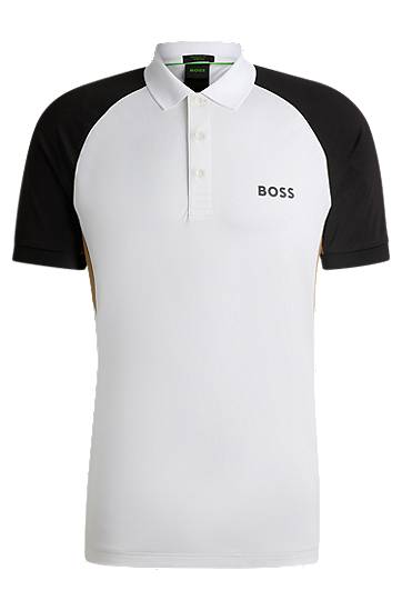 Polo tričko BOSS BOSS Active Colour-Blocked Polo Shirt with Mesh Inserts Biela | 50540886, 0