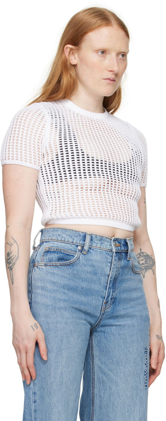 Crop Top Alexander Wang Cropped T-Shirt Biela | 4KC2241018, 1