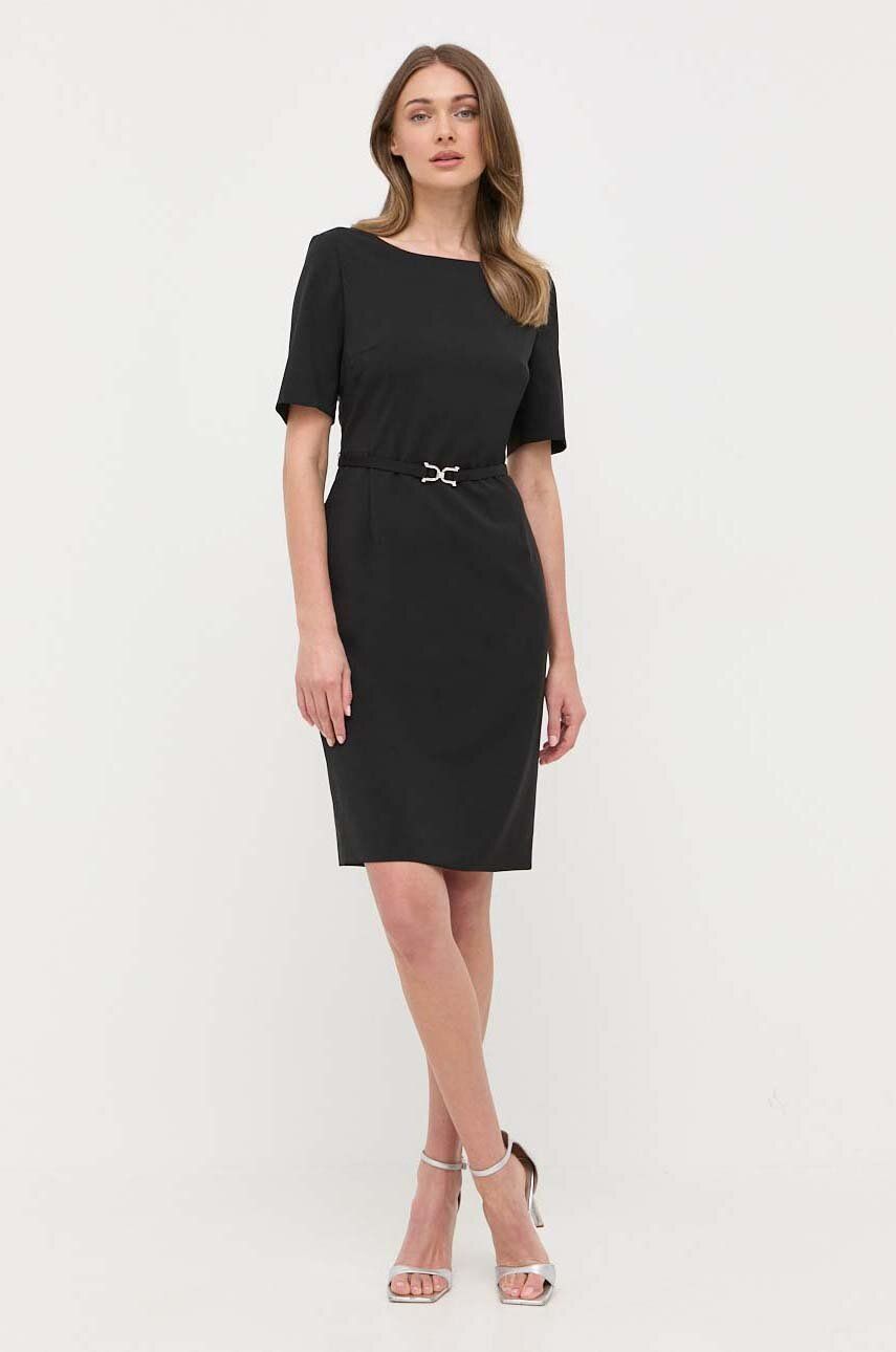 Šaty BOSS Belted Business Dress in Responsibly Sourced Virgin Wool Čierna | 50490041, 0