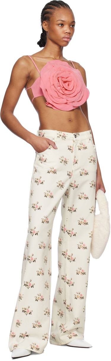 Džínsy Blumarine Blumarine Boyfriend Floral-Print Jeans Biela | P522J186A, 3