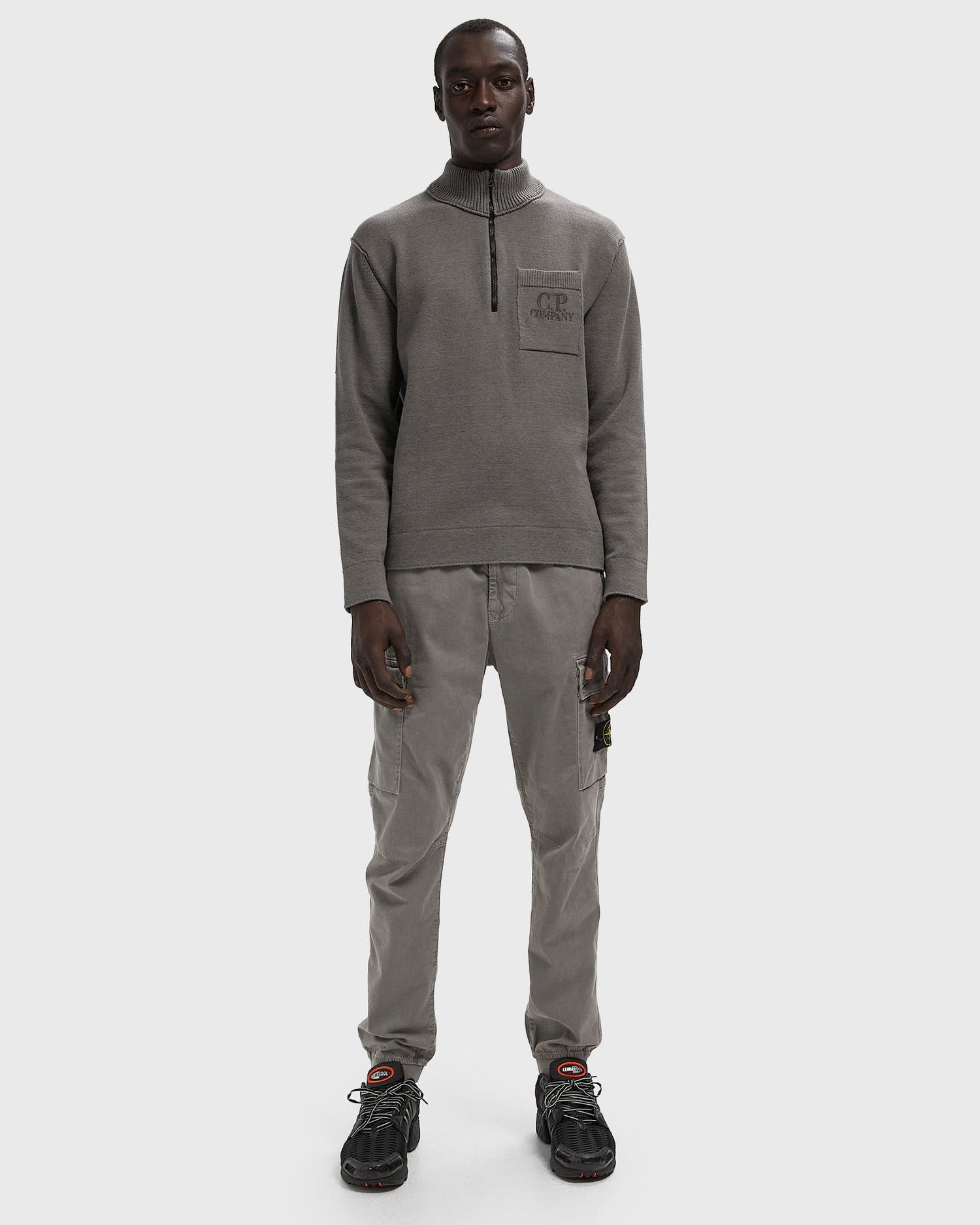 Sveter C.P. Company Half Zip Knit Sweater Šedá | 19CMKN236A110432A-921, 1