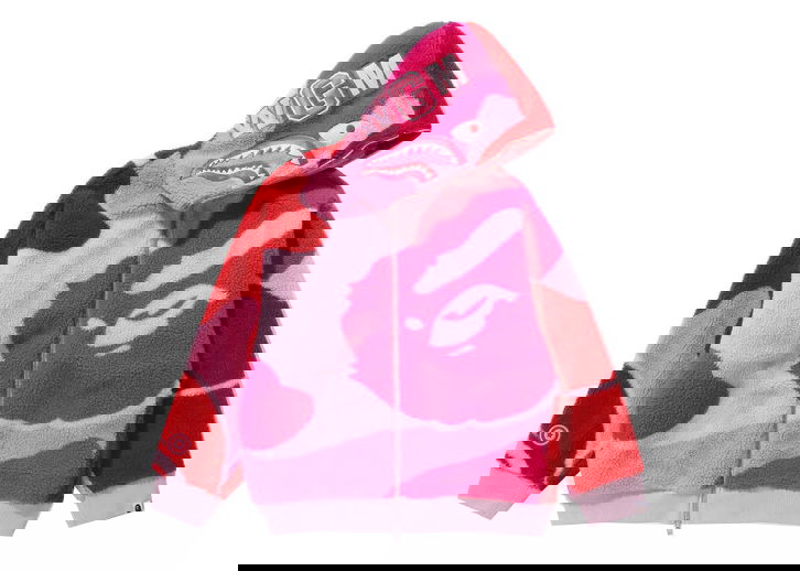 Bunda BAPE BAPE Mega ABC Camo Shark Boa Hoodie Jacket Pink Ružová | 1J70-140-027