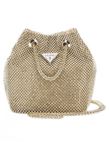 Taška cez rameno GUESS Lua Rhinestone Mini Bucket Bag Béžová | HWRG9205750