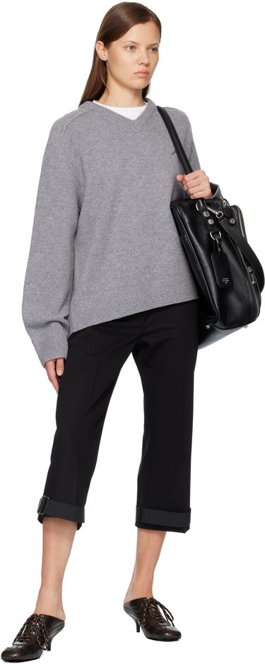 Sveter Acne Studios Wool V-Neck Sweater Šedá | B60384-, 3