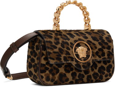 Kabelka Versace Mini Leopard Print Shoulder Bag Čierna | 1013439_1A12240_6N24V, 1