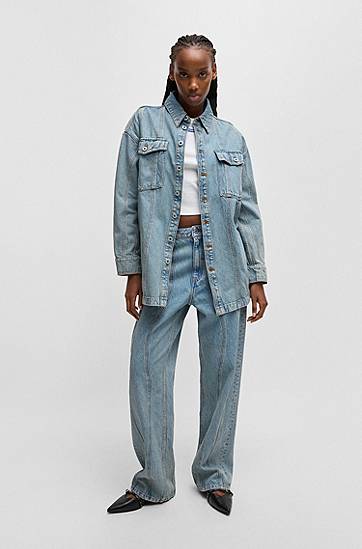 Košeľa BOSS Long Denim Shirt with Patch Pockets Modrá | 50531715, 1