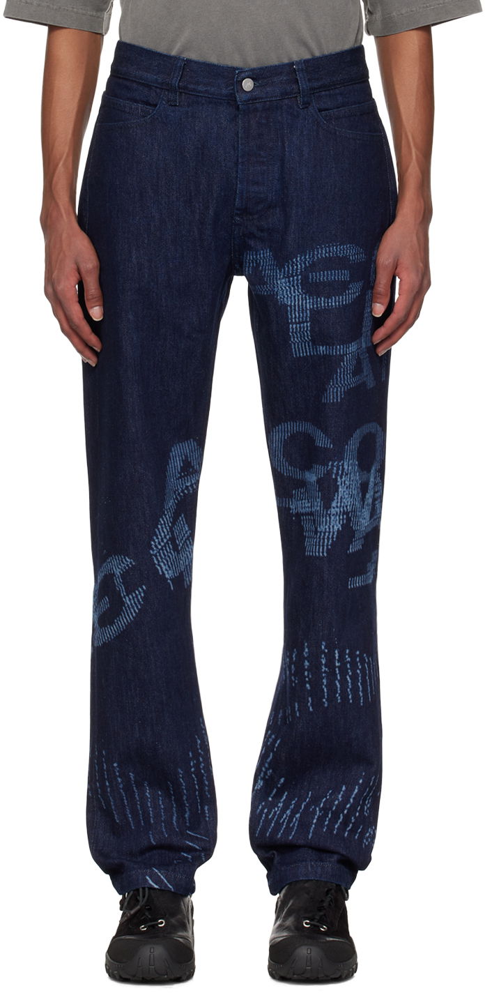 Džínsy A-COLD-WALL* Annex Graphic Print Denim Jeans Navy | ACWMJS043B, 0