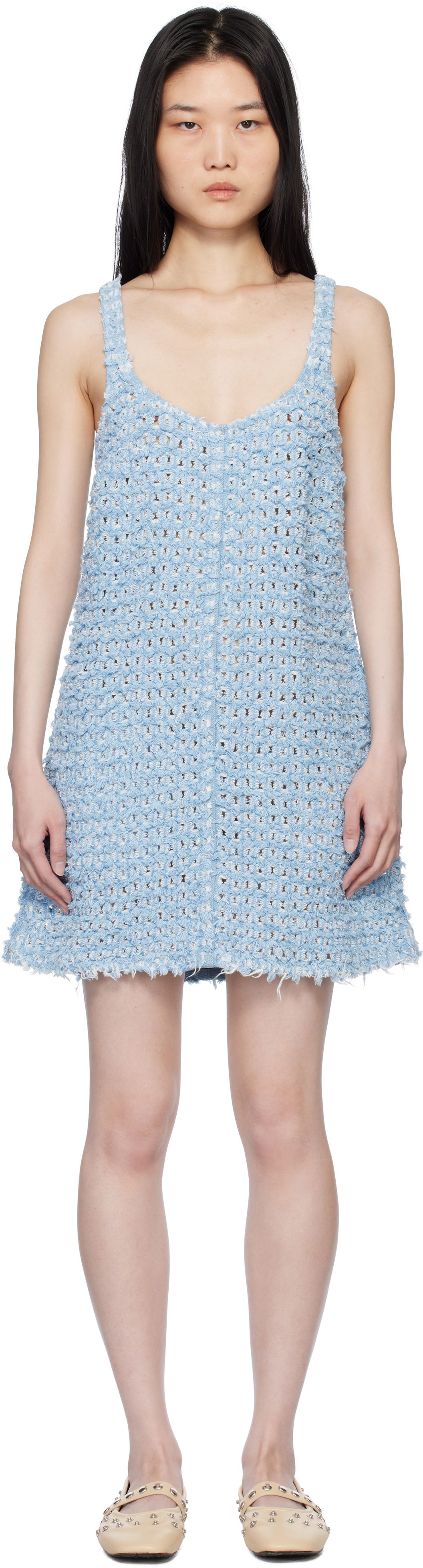 Šaty Stella McCartney Stella McCartney Women's Bouclé Denim Minidress Modrá | 6D03483SQH06, 0