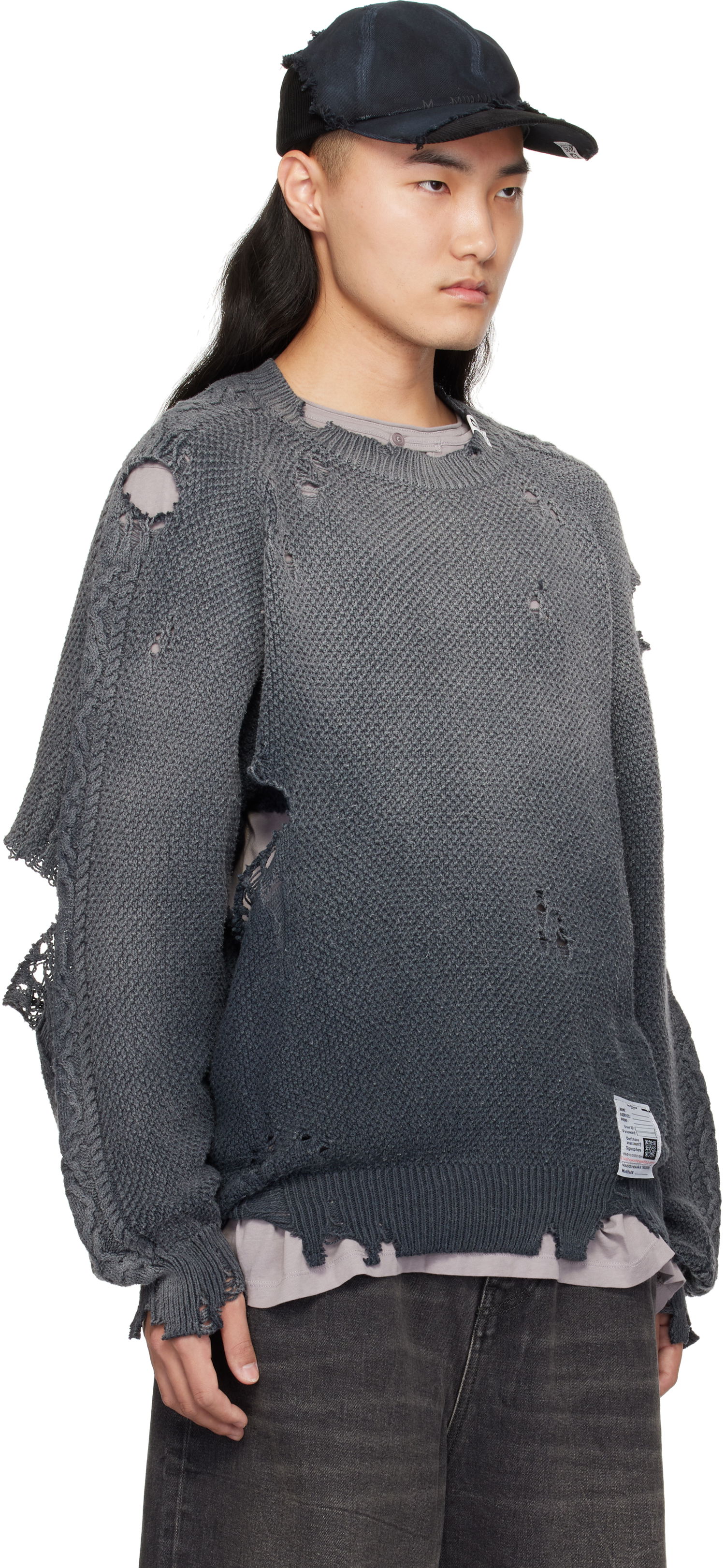 Sveter Maison MIHARA YASUHIRO Maison MIHARA YASUHIRO Sun Faded Knit Sweater Šedá | J13SW702, 1