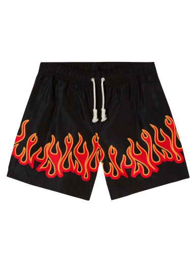 Plavky Palm Angels Burning Flames Print Swim Short Čierna | PMFA011F22FAB0011025
