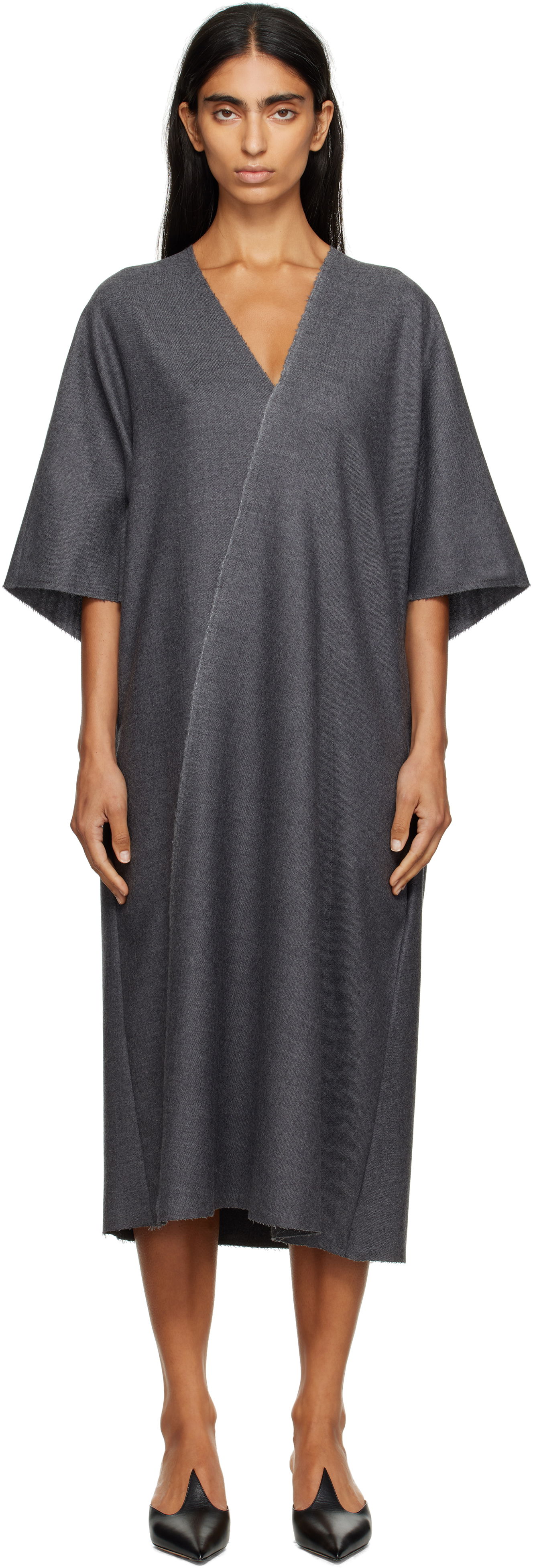 Šaty Maison Margiela MM6 Maison Margiela Raw Edge Midi Dress Šedá | S52DD0066 M35466, 0