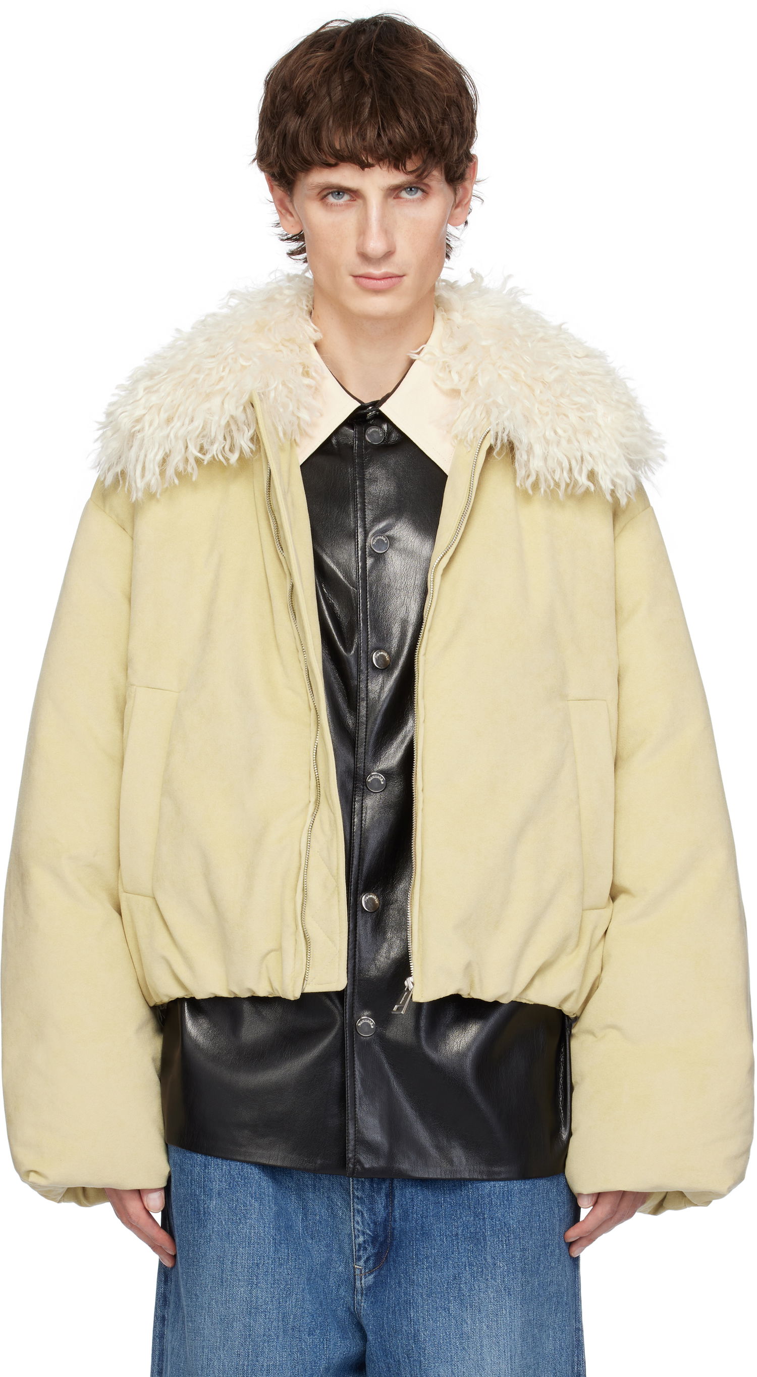 Prešívaná bunda Nanushka Zacharie Faux Suede Puffer Jacket Béžová | NU24FWOW45873, 0