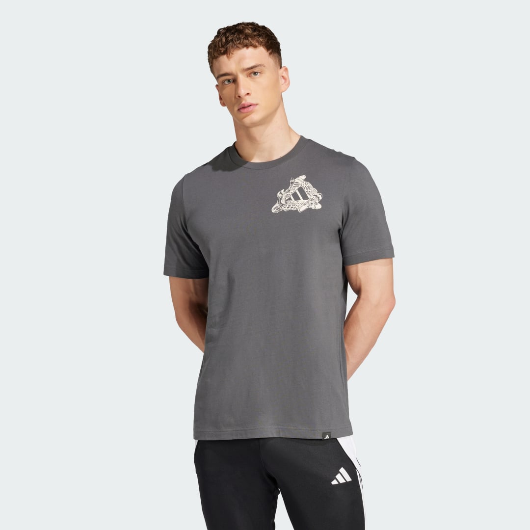 Tričko adidas Performance Football Kicks Graphic Tee Šedá | JD8211, 0