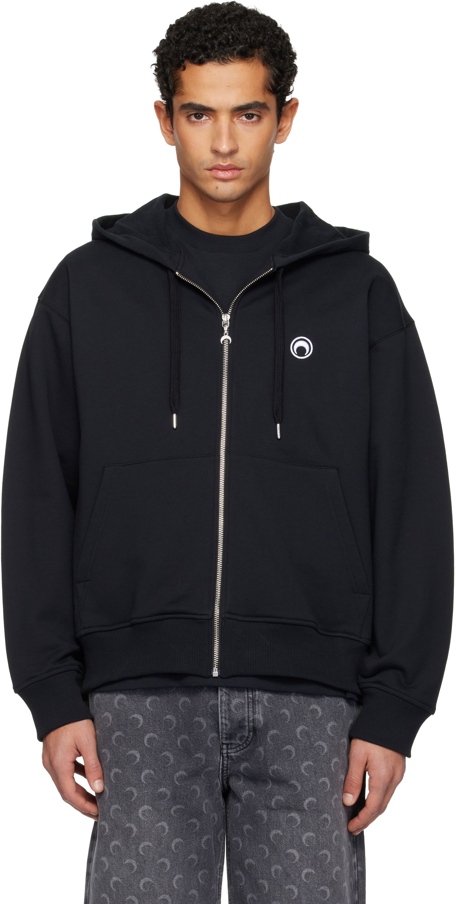 Mikina Marine Serre Moon Logo Zipped Hoodie Čierna | UST017BCJER0013, 0