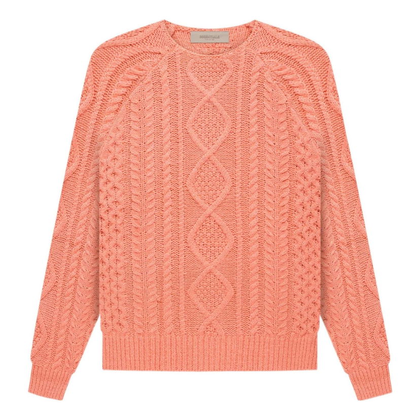 Sveter Fear of God Essentials FW22 Cable Knit Sweater Oranžová | FOG-FW22-019