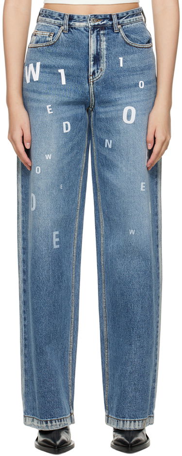 Džínsy We11done Random Logo Straight Leg Jeans Modrá | WD-DP3-22-387-W-NV, 0