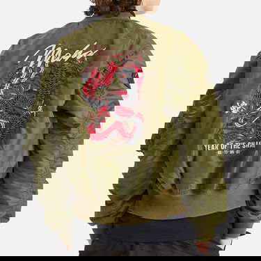 Bomber bunda Maharishi Maharishi Year Of The Snake MA-1 Flight Jacket, Size Large Zelené | 6089-OLV, 3