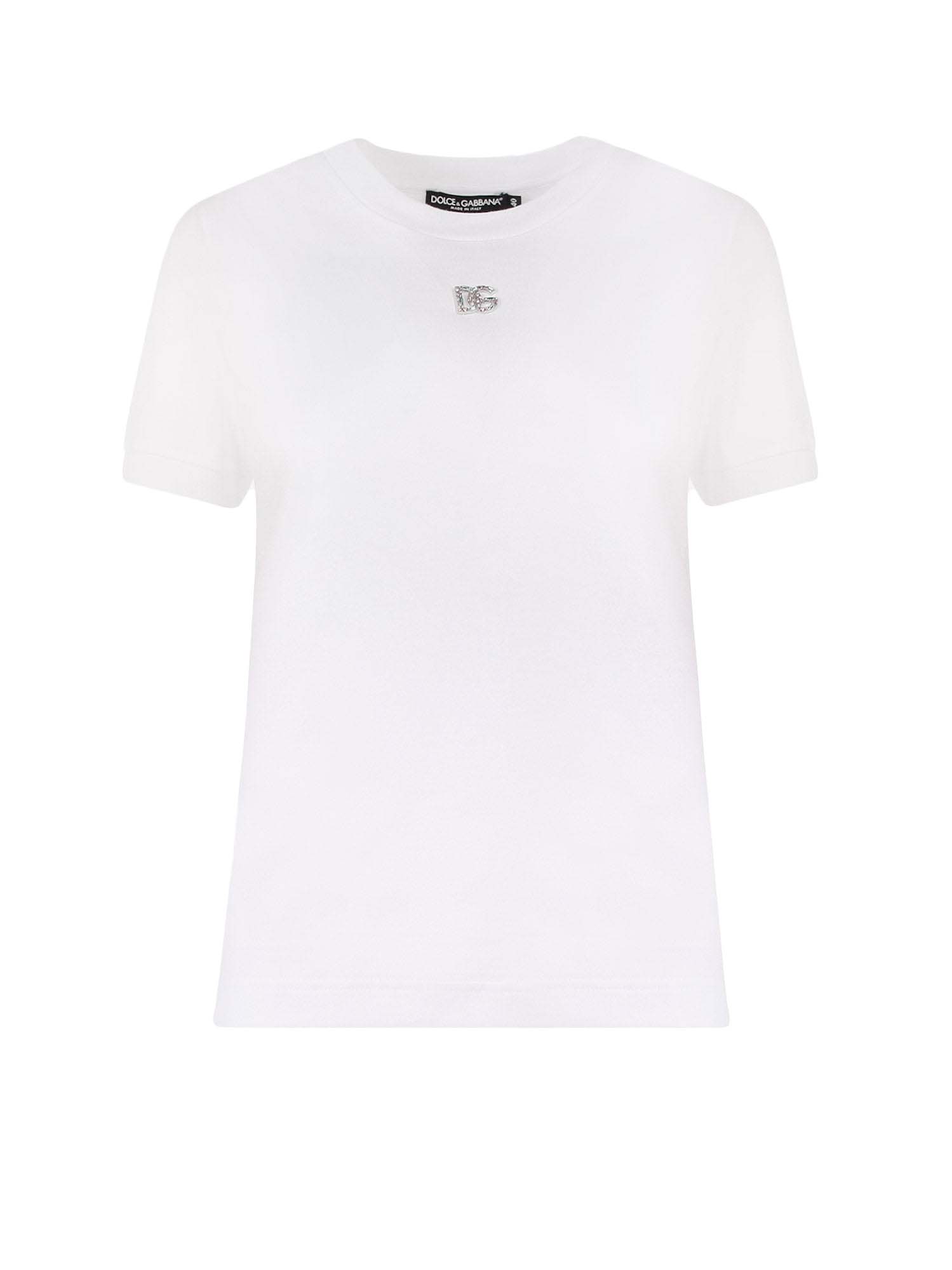 Tričko Dolce & Gabbana Cotton Rhinestones Logo Detail T-Shirt White Biela | F8N08ZG7B3U#S9000, 0
