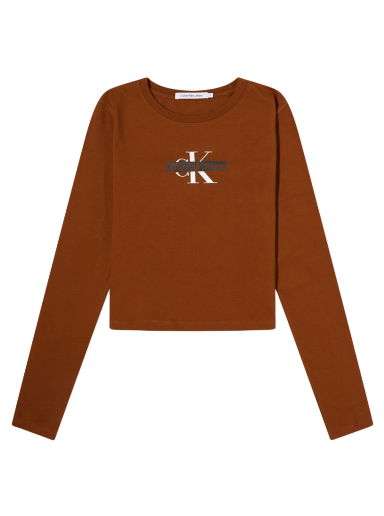 Crop Top CALVIN KLEIN Long Sleeve Seasonal Mono Logo Fudge Hnedá | J20J222717GQM