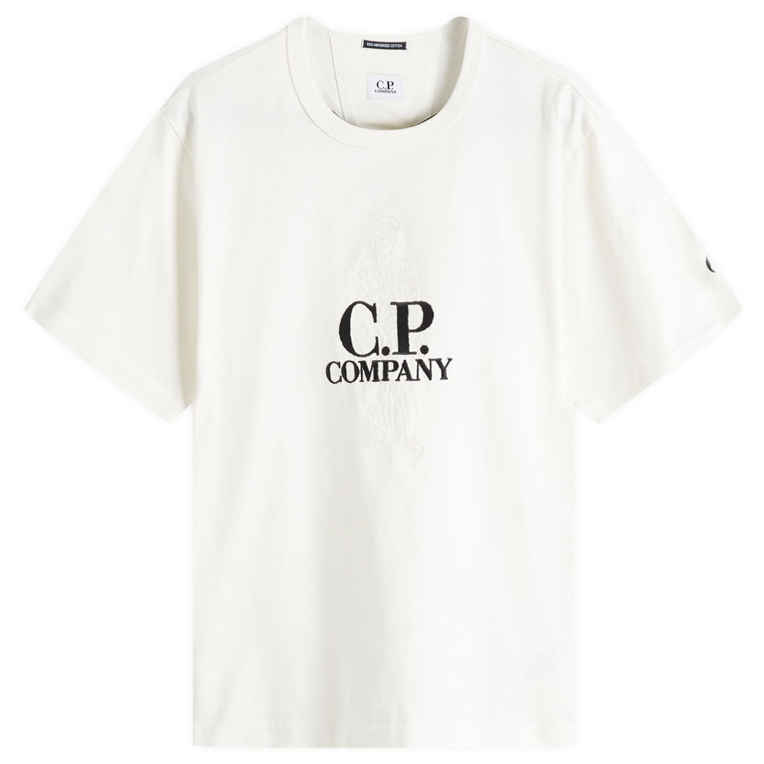 Tričko C.P. Company C.P. Company 30/2 Embroidered Twisted British Sailor T-Shirt, Size Large Biela | 18CMTS106A-110301W-103, 1