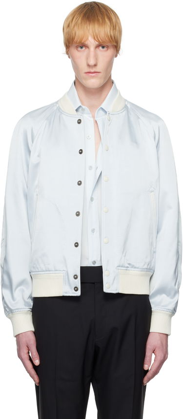 Bomber bunda Tom Ford TOM FORD Shiny Satin Bomber Jacket Modrá | OBS052-FMV031S25, 0