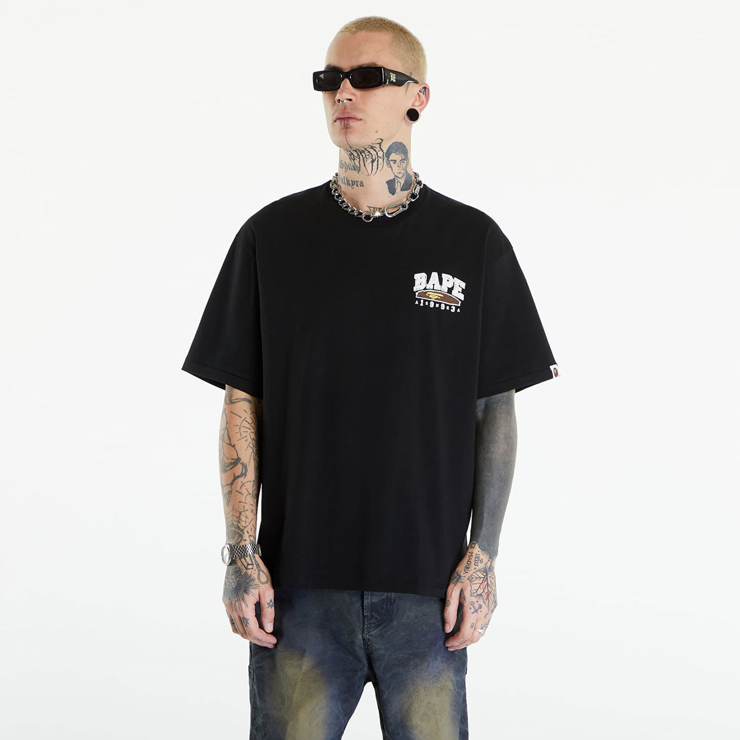 Tričko BAPE A BATHING APE Hand Draw Bape Relaxed Fit Tee Black Čierna | 001TEK301325M BLK, 0