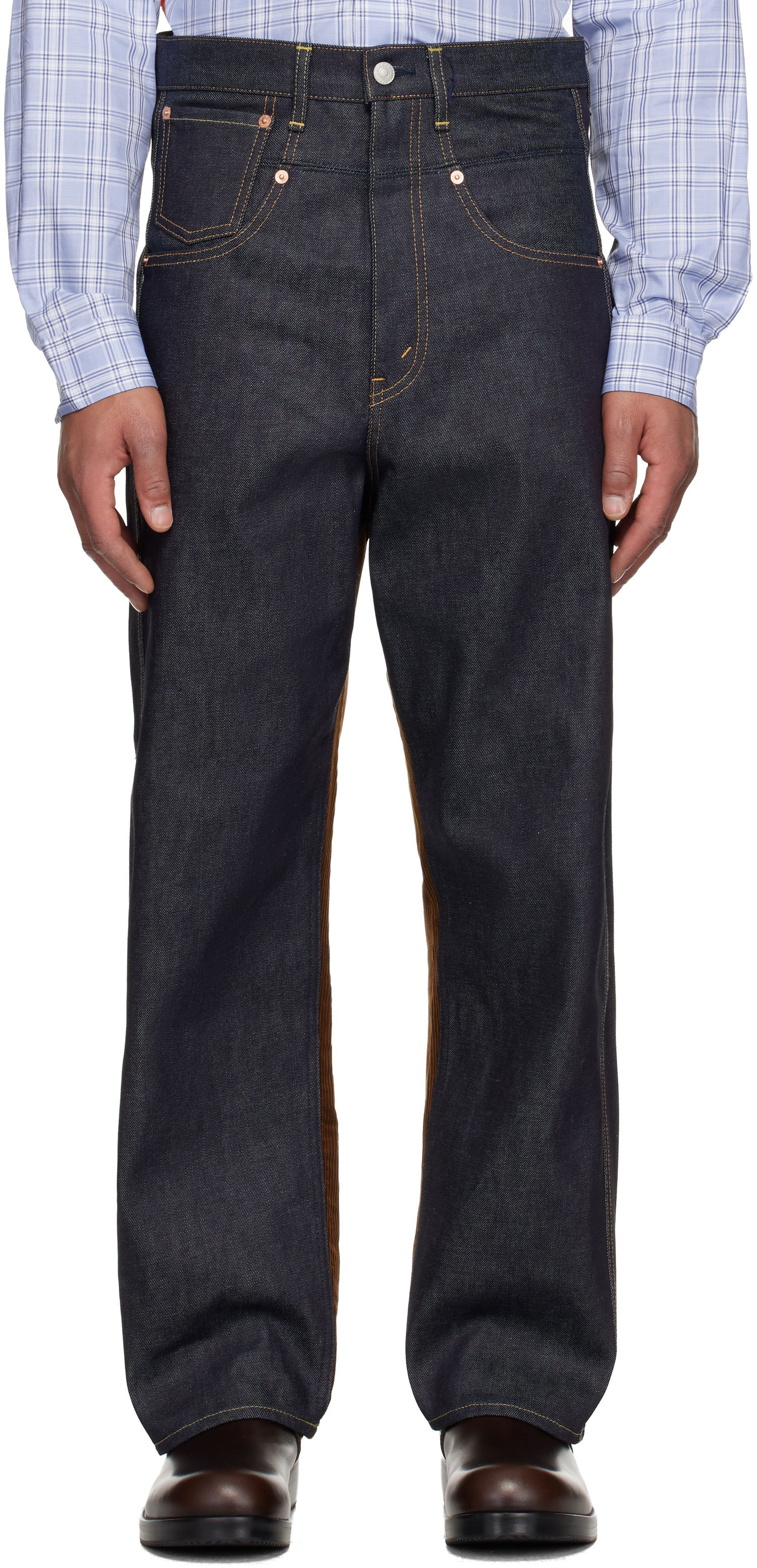 Džínsy Junya Watanabe Junya Watanabe Levi's Edition Paneled Corduroy Denim Jeans Navy | WP-P202-051, 0