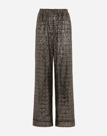 Nohavice Dolce & Gabbana Sequined Wide Leg Pajama Pants Čierna | FTAMPTFLSFGS8450, 0