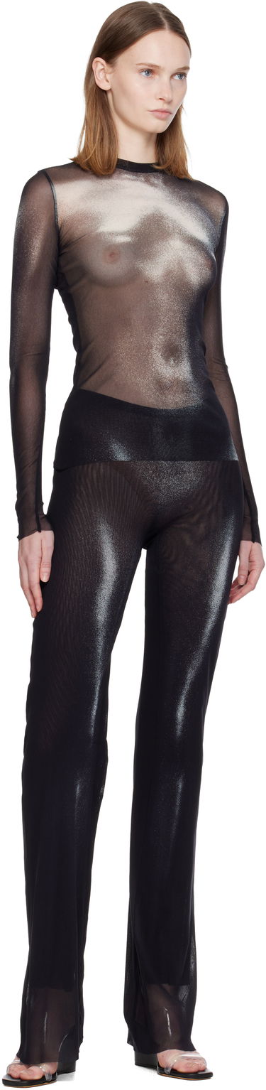 Tričko Jean Paul Gaultier Sheer Mesh Long Sleeve 'The Silver Body Dust' Top Čierna | 25/04-W-TO366-M010P-0091, 3
