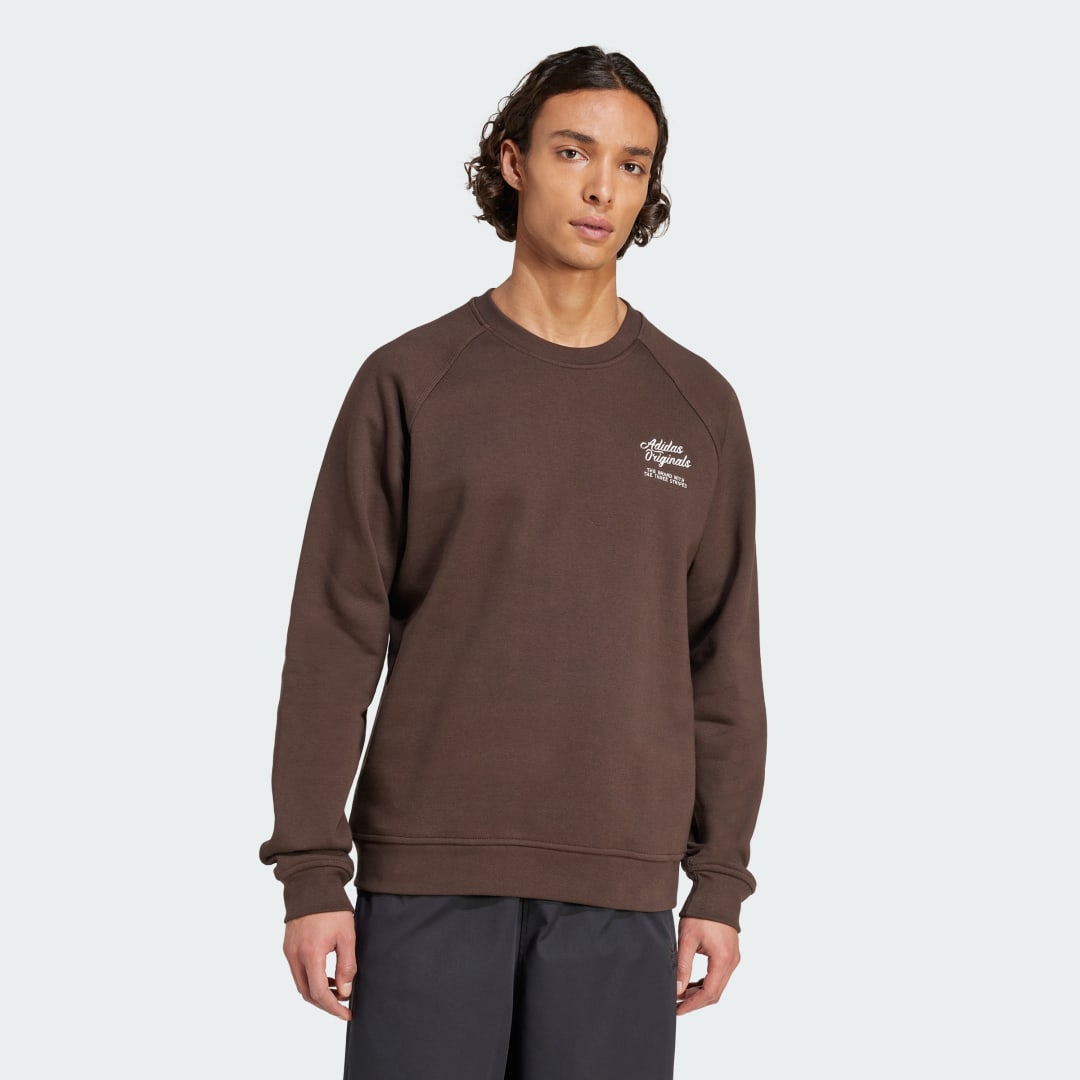 Sveter adidas Performance Diner Text Graphic Fleece Crewneck Sweatshirt Hnedá | KC3510, 0