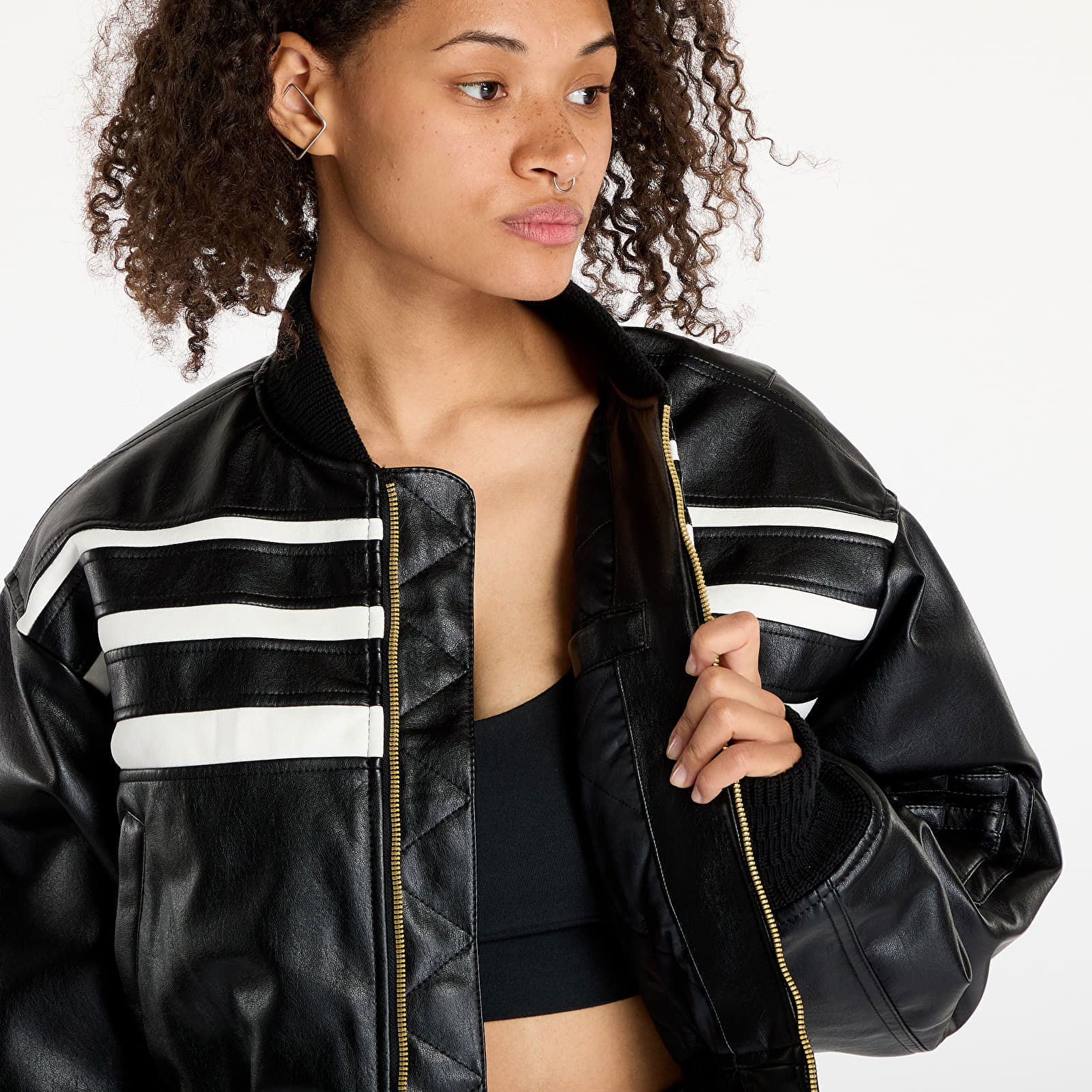 Pleather Bomber Black