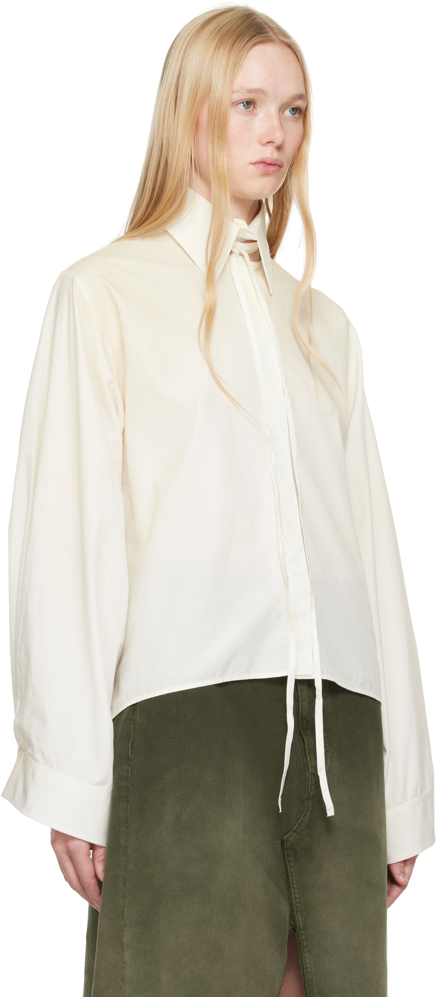 Košeľa Maison Margiela MM6 Maison Margiela Cotton Poplin Tie-Neck Shirt Biela | S62DT0039 M35458, 1