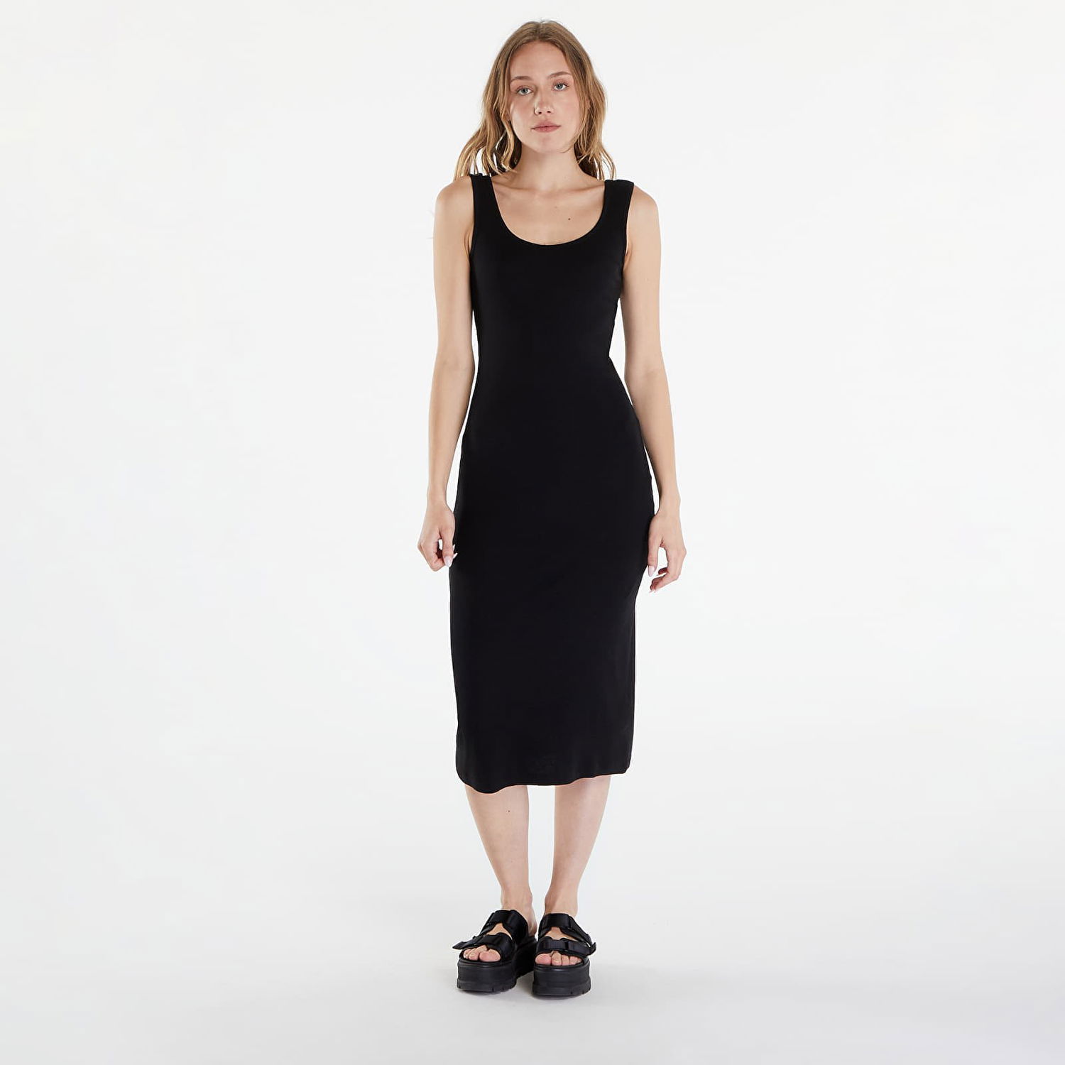 Šaty Urban Classics Dresses Ladies Rib Top Dress Black Čierna | TB6190-00007, 0