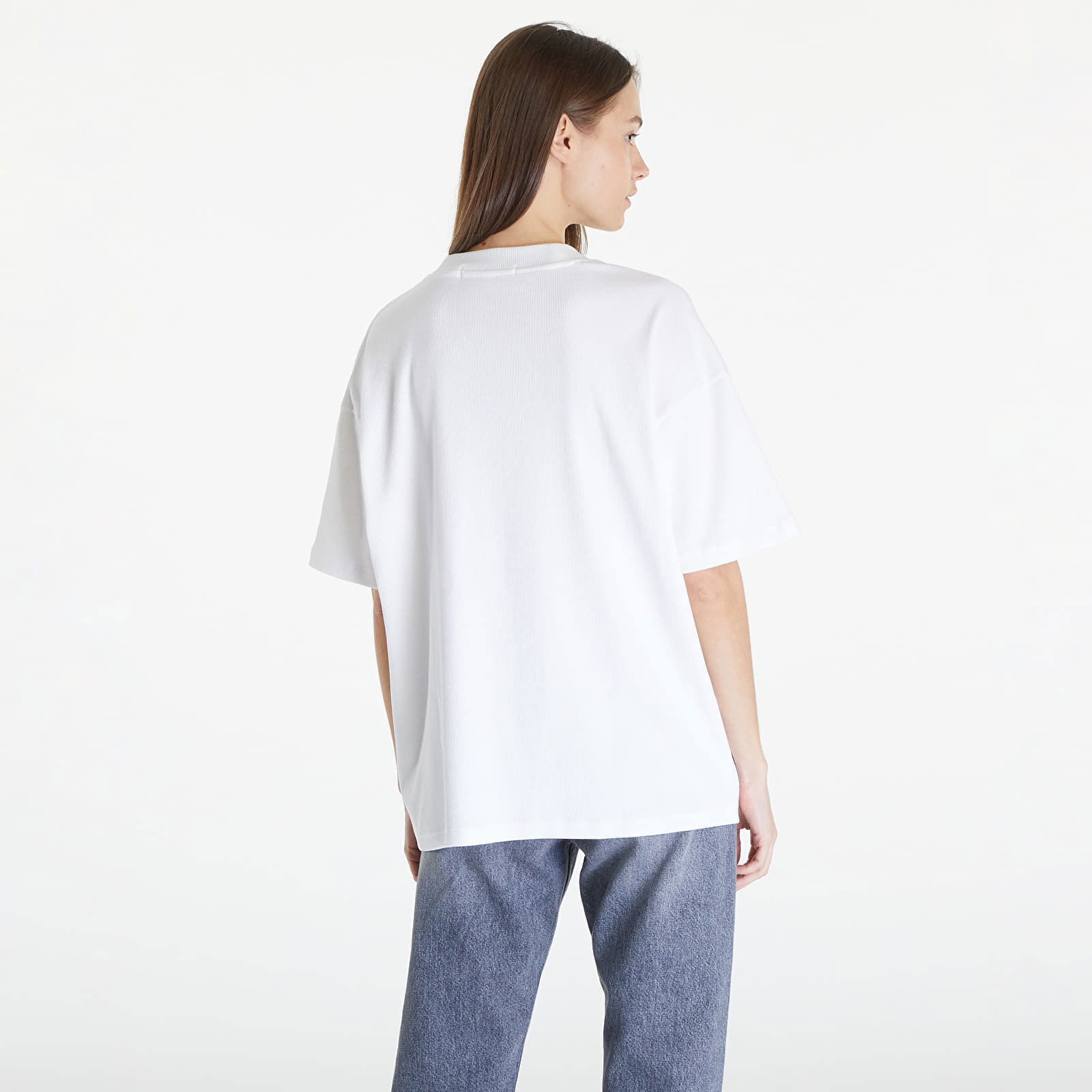 Jeans Woven Label Rib Short Sleeve Tee White