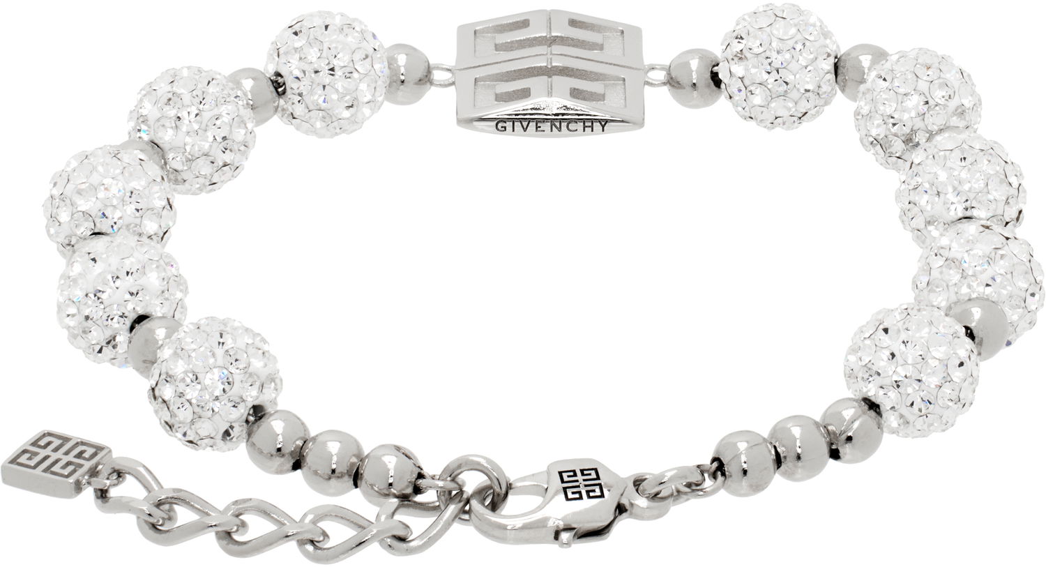 Náramok Givenchy Crystal Embellished 4G Logo Charm Bracelet Metalická | BF20HPF05M040, 1