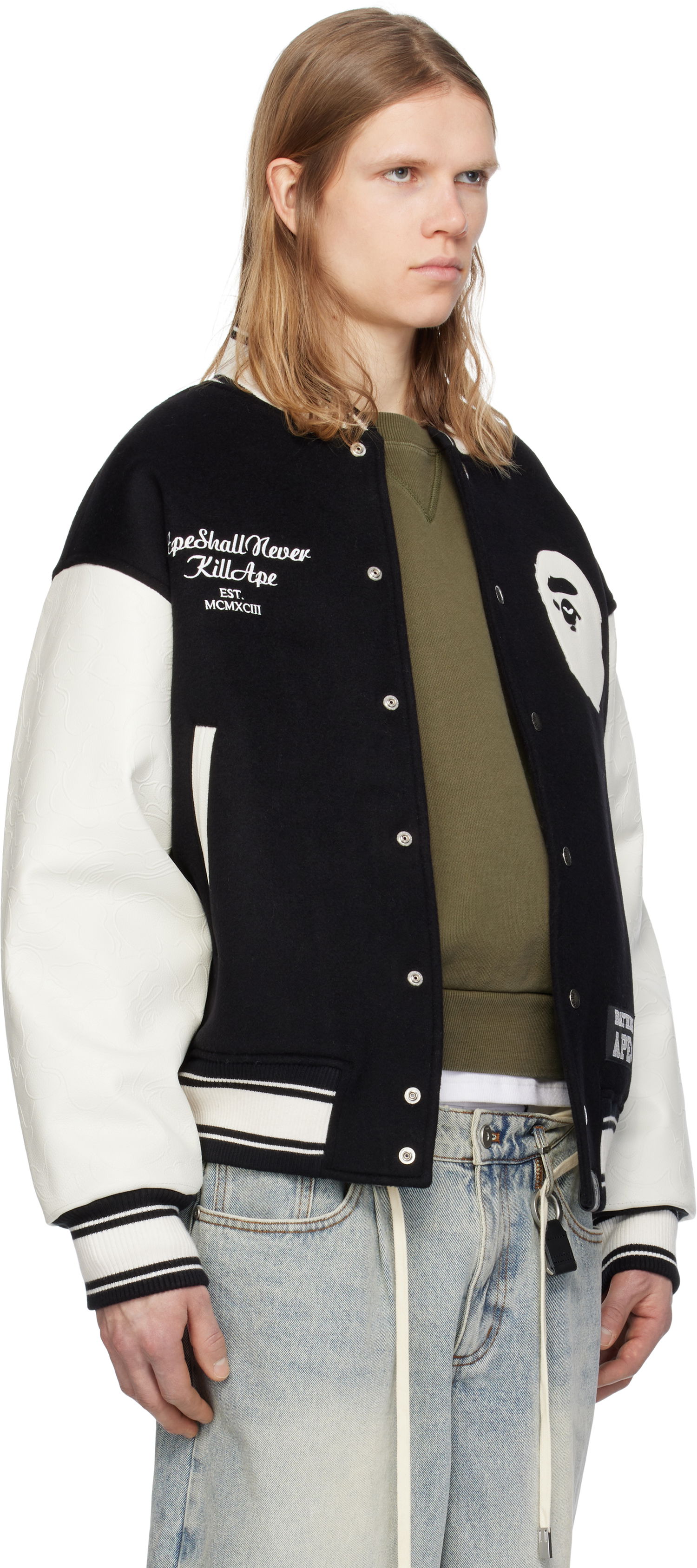 Bomber bunda BAPE A Bathing Ape Varsity Bomber Jacket Čierna | 001HJK701301N, 1