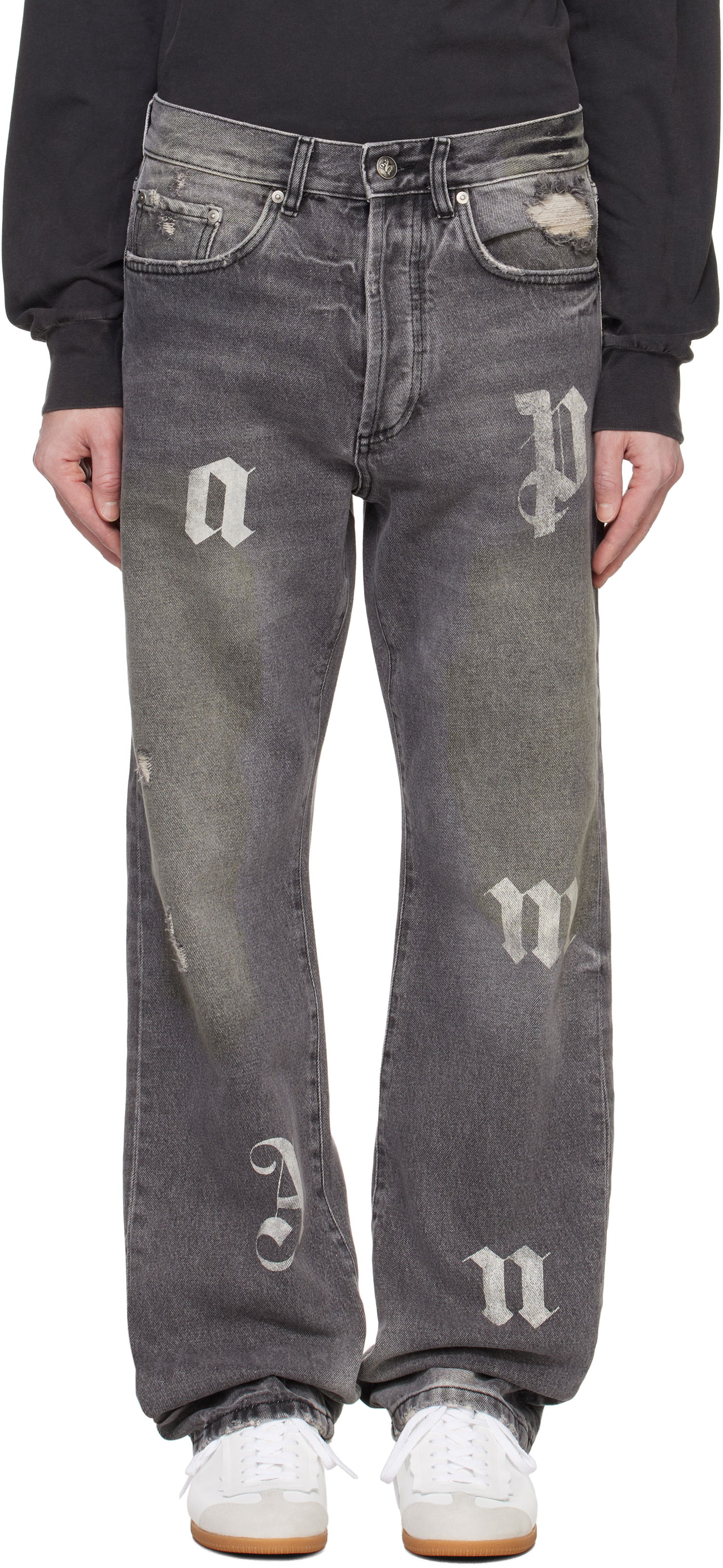 Džínsy Palm Angels Letters Jeans Čierna | PMYA041F24DEN0011010, 0