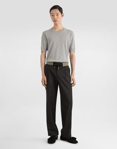 Sveter Dolce & Gabbana Silk Short-Sleeved Jacquard Pullover Šedá | GXX03TJBSO9V0545, 1