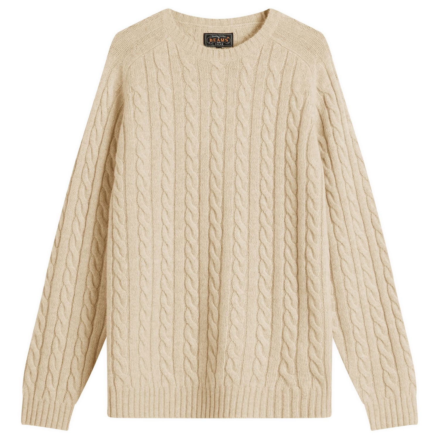 Sveter BEAMS Beams Plus Cable Knit Crew Neck Jumper Béžová | 3815-0198-048-20, 0