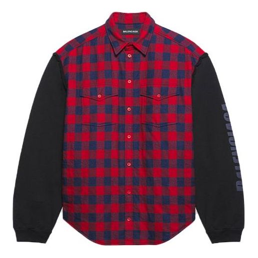 Košeľa Balenciaga Balenciaga FW21 Long-Sleeved Checked Shirt Červená | 658936TBM238521, 0