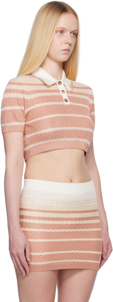 Polo tričko AMIRI AMIRI Stripe Cropped Polo Ružová | AWKNPO1023, 1