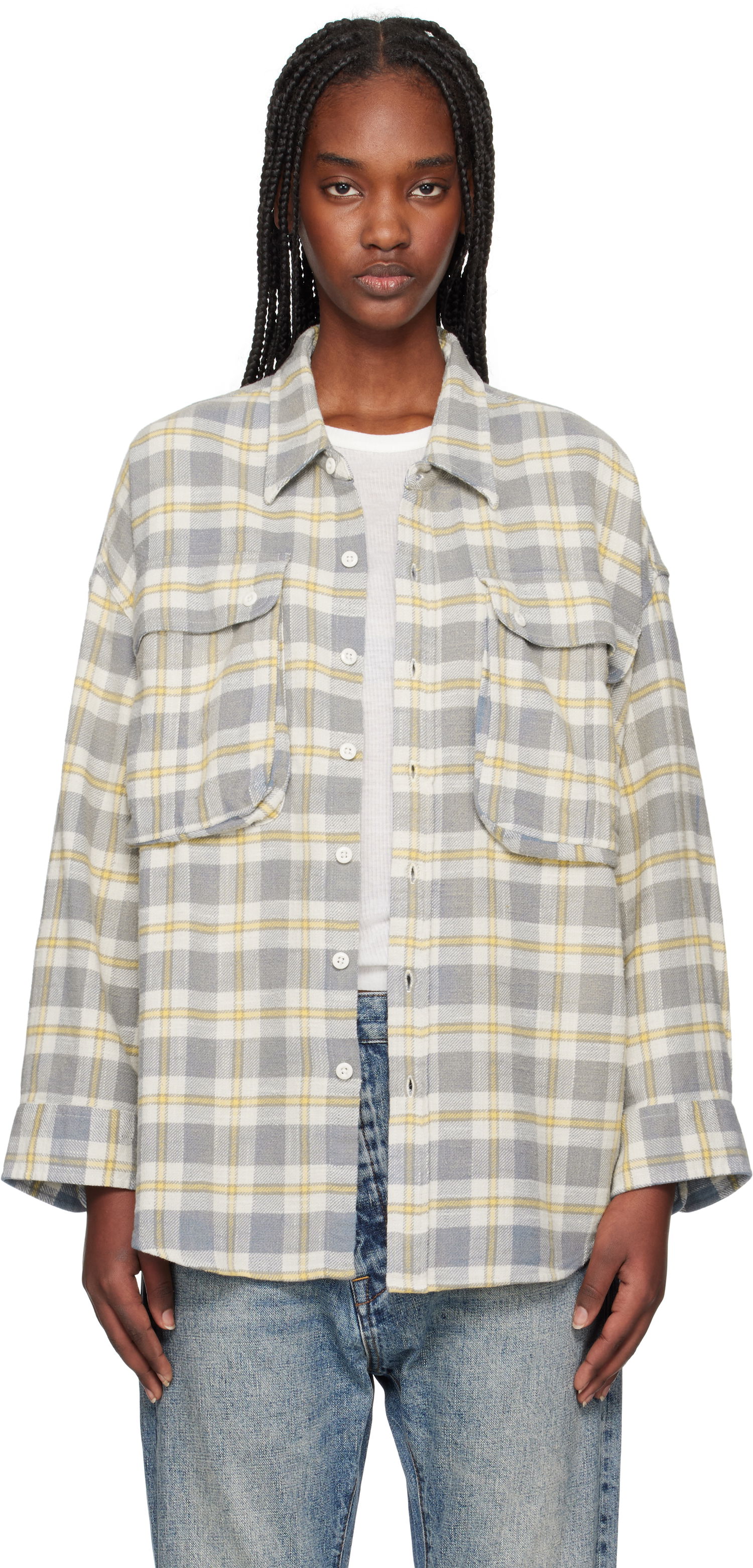 Košeľa R13 R13 Oversized Pocket Drop Neck Shirt Šedá | R13WR362-R467B, 0
