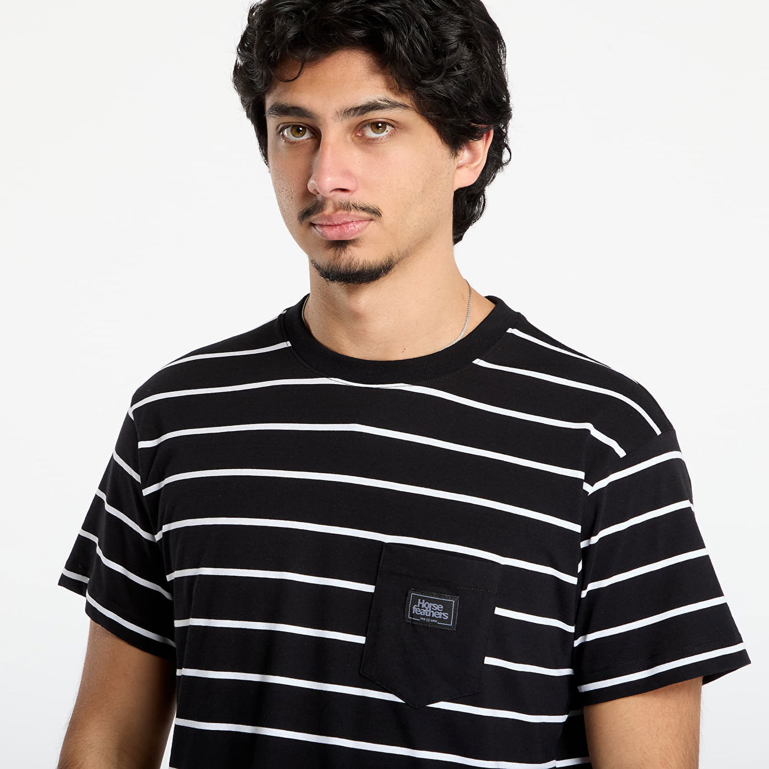 Tričko Horsefeathers Alpha Striped Pocket T-shirt Čierna | SM1257O, 1