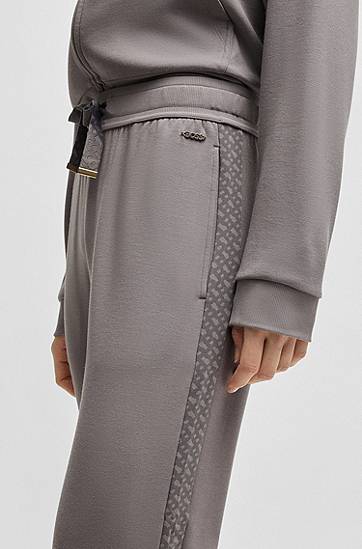 Tepláky BOSS Monogram Tracksuit Bottoms with Modal and Silk Šedá | 50535841, 1