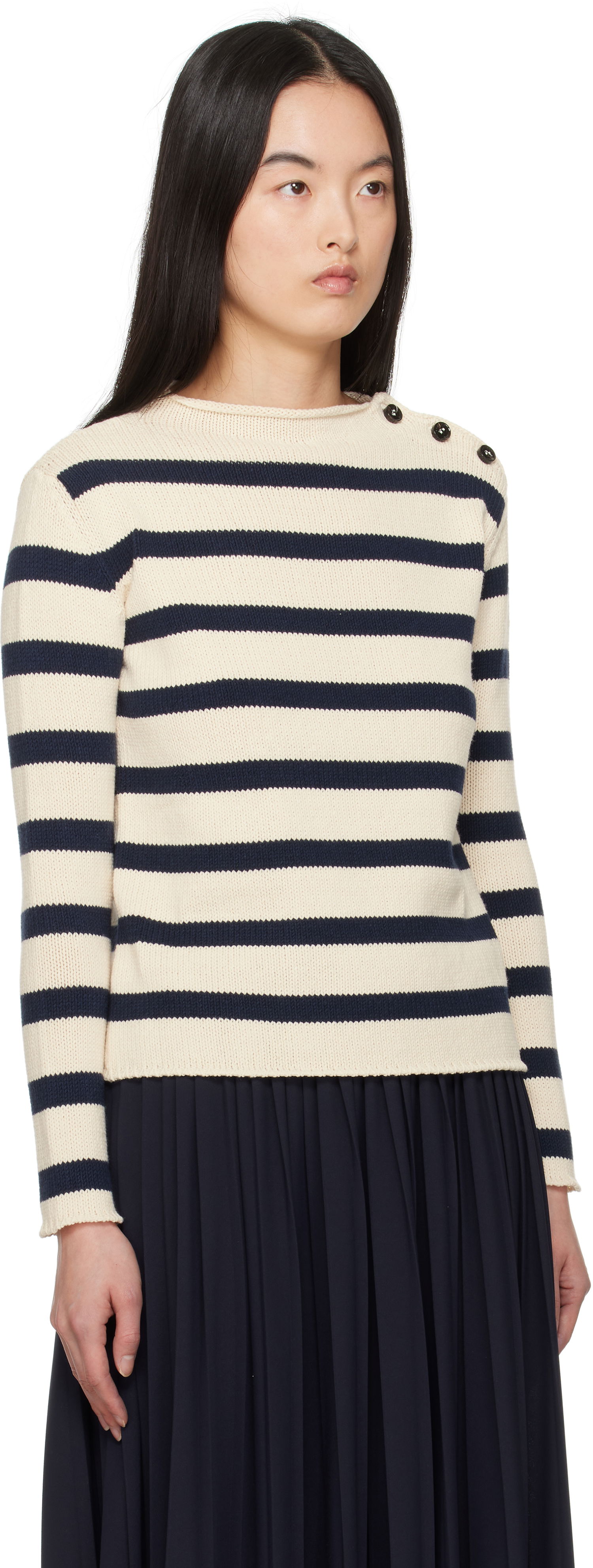 Sveter Max Mara Weekend Max Mara Vibo Striped Knit Sweater Béžová | 2515361201600, 1