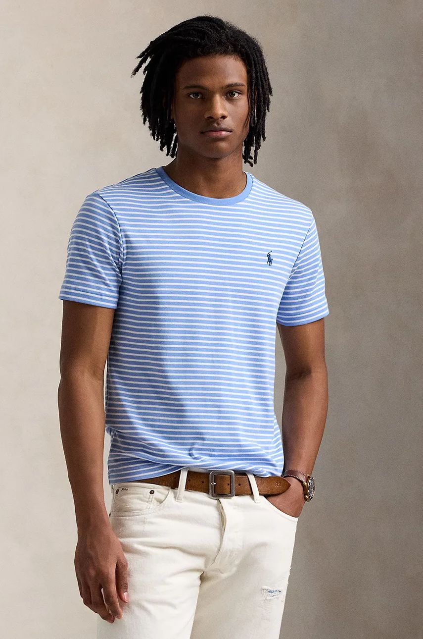 Tričko Polo by Ralph Lauren Striped Cotton T-Shirt Modrá | 710961128, 0